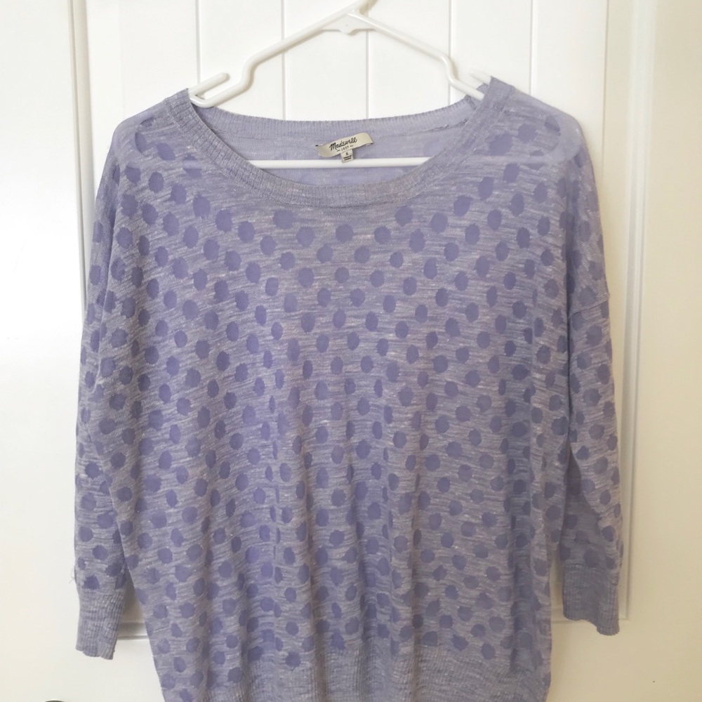 Madewell lavender polka dot sweater- sheer
